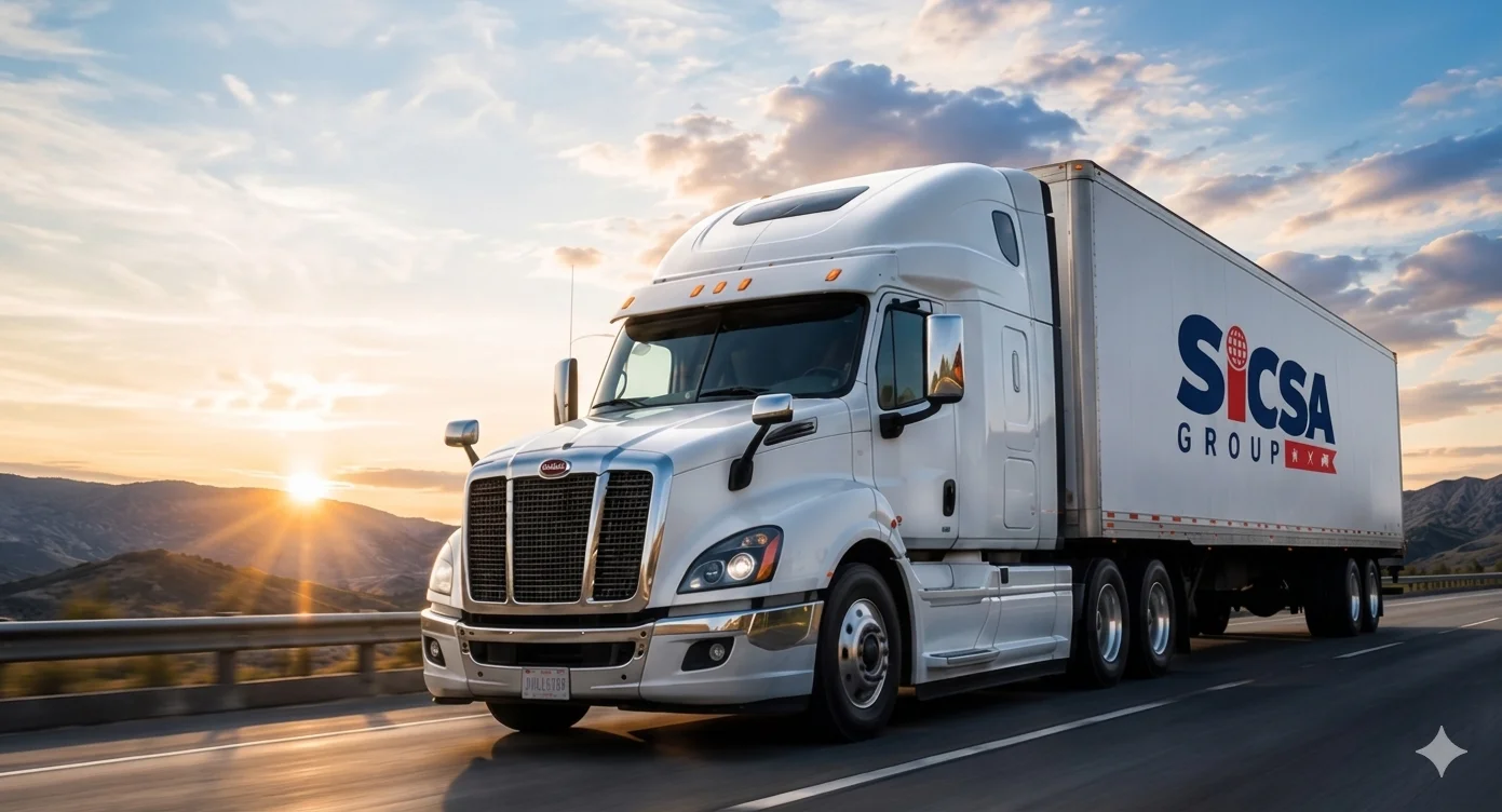 SICSA GROUP owned fleet truck on the road with logistics monitoring and control